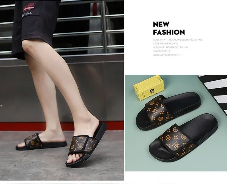 Men Genuine Leather Summer Sandals Slippers