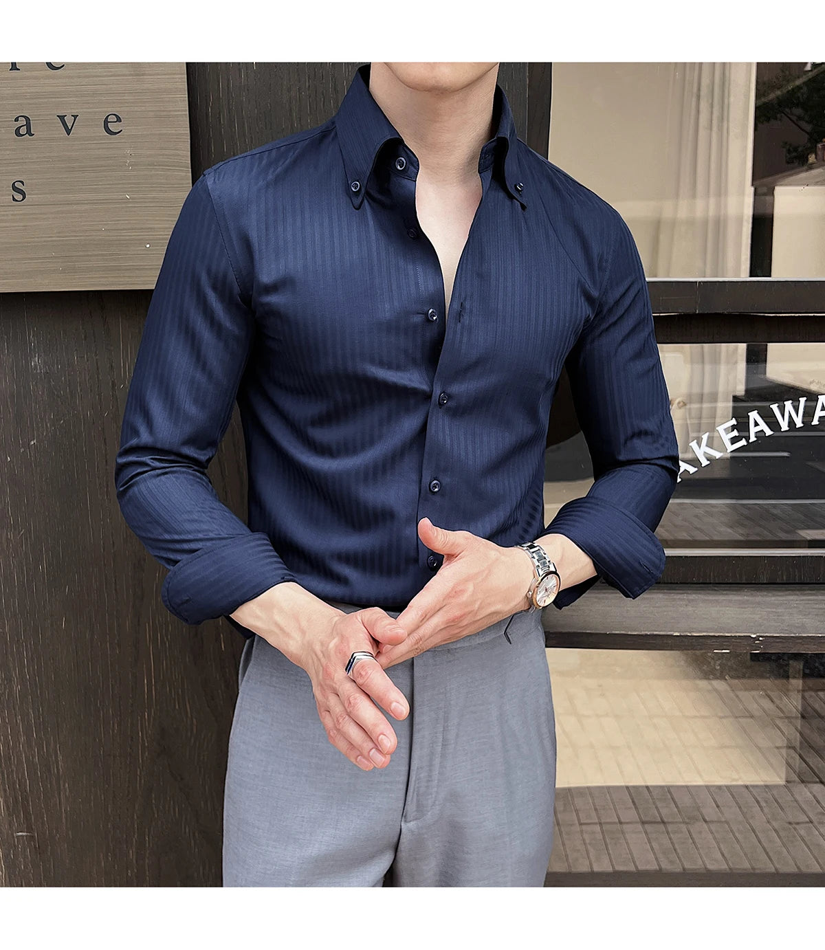 Men Slim Striped Shirt