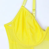 Women Mesh Splicing Suspender Jumpsuit