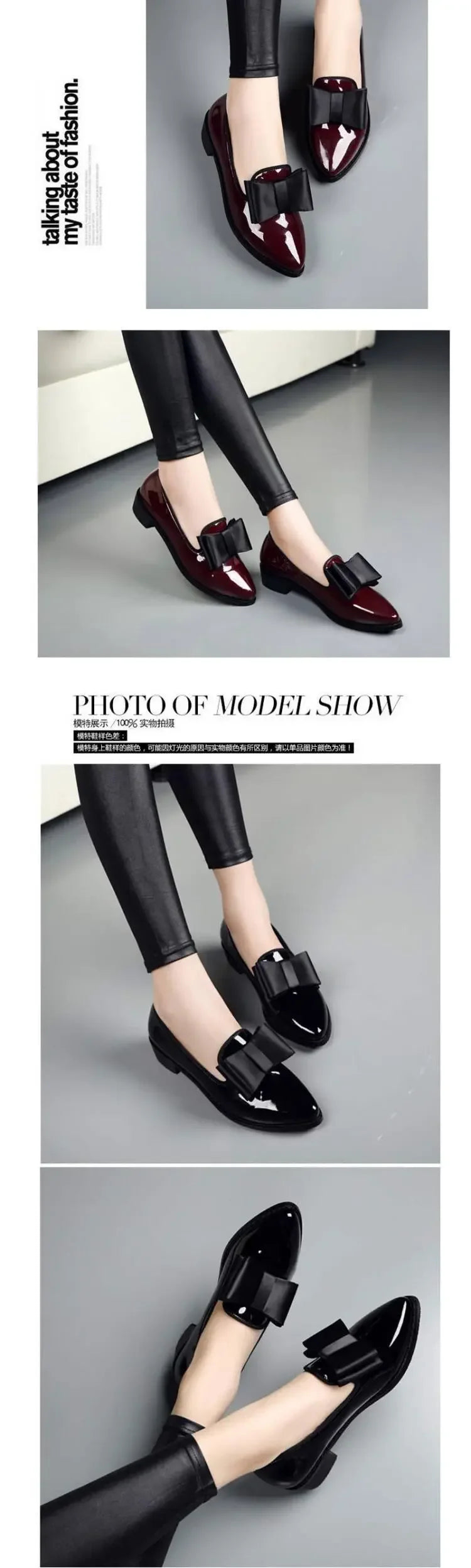 Women’s Leather Loafers Round Toe Lace-Up Shoes