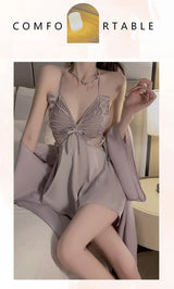 Women Bow Robe Sleep Set