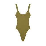 Women Ribbed Snap Button Bodysuit