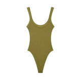 Women Ribbed Strappy Snap Bodysuit