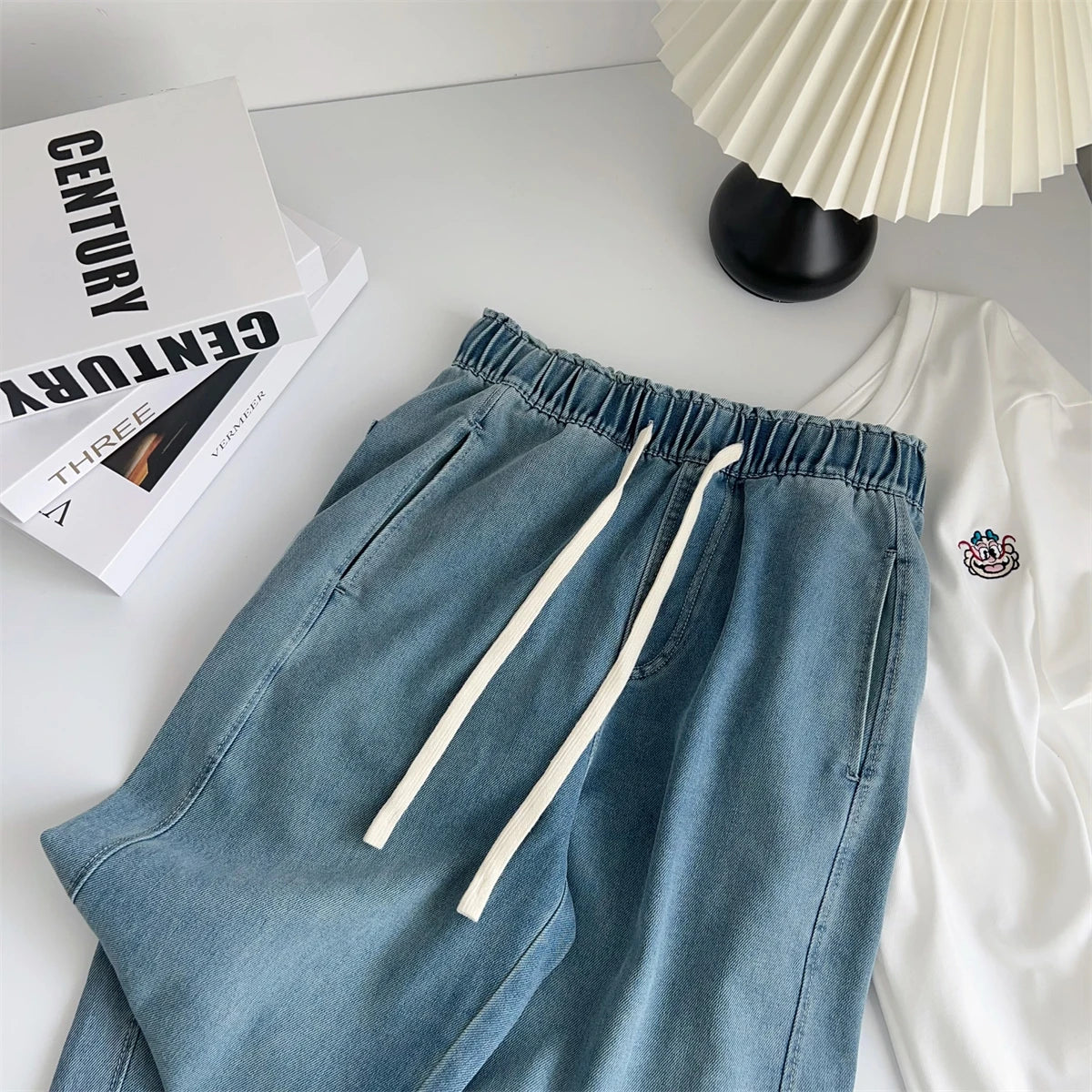 Women Silk Washed Wide Leg Jeans