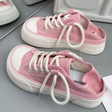 Women Canvas Sneakers Non Slip Lace Up Flats