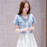 Women’s Y2K Cropped Halter Denim Jacket