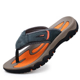 Men Cow Leather Beach Flip Flops Sandals