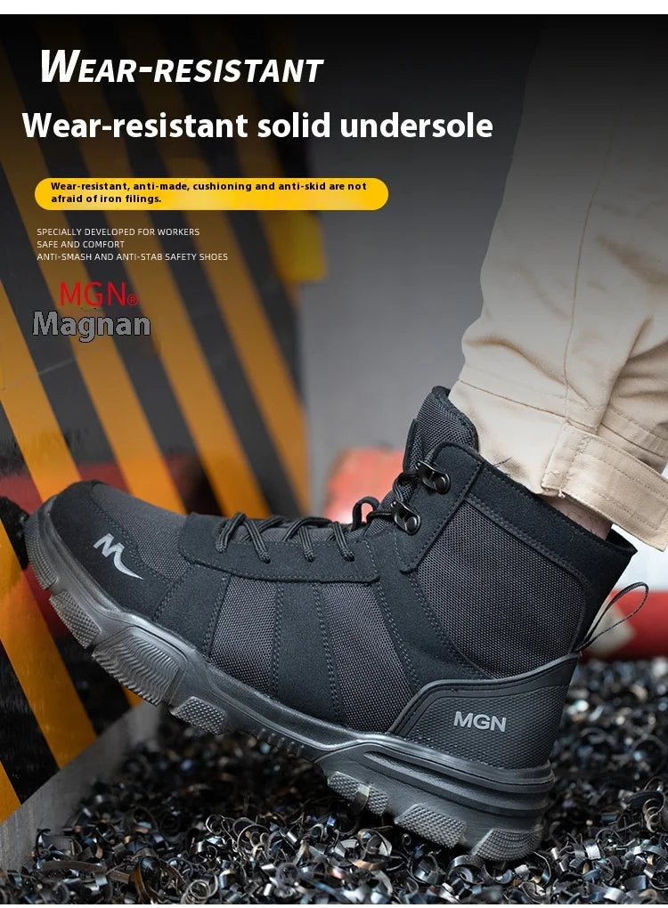 Women Safety Shoes Rotating Button Work Sneakers
