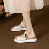 Women Minimalist White Slide Sandals