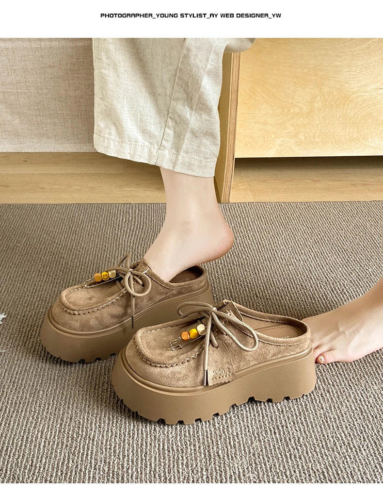 Women’s Retro Platform Half-Slipper Loafers