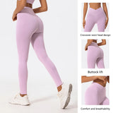 Hearuisavy Cross Waist Push-Up Yoga Leggings – High Waist Gym Pants