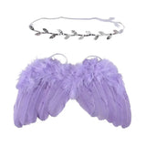 Purple baby angel wing costume with headband for newborn photography, ideal photo shooting accessory for ages 0-12 months.