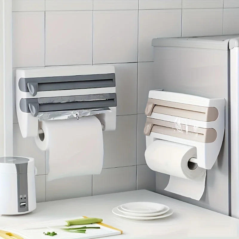 Wall-Mounted Kitchen Organizer with Foil Dispenser