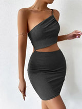 Women's Dresses Solid Sexy Backless One Shoulder Bodycon Dress