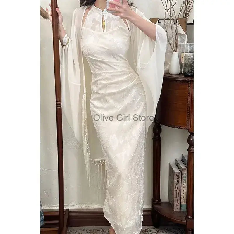 Women Qipao Two Piece Dress Set