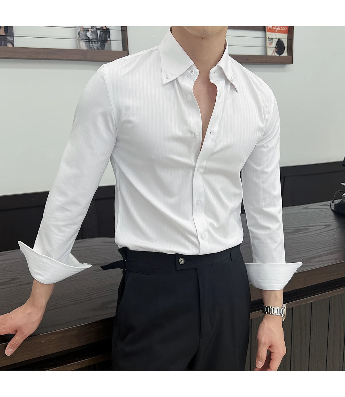 Men Slim Striped Shirt