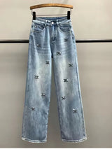 ShineEdge™ – Embroidered Diamond Jeans (Light Blue, Loose Wide Leg)