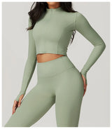 Women's Sexy Zip Long Sleeve Yoga Jacket – Workout Running Cycling Top