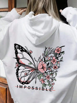 Rose Butterfly Graphic Hoodie