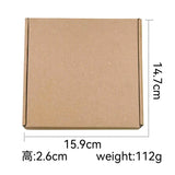 Brown cardboard box dimensions 15.9cm x 14.7cm x 2.6cm, weight 112g, perfect for packaging baby milestone sets.