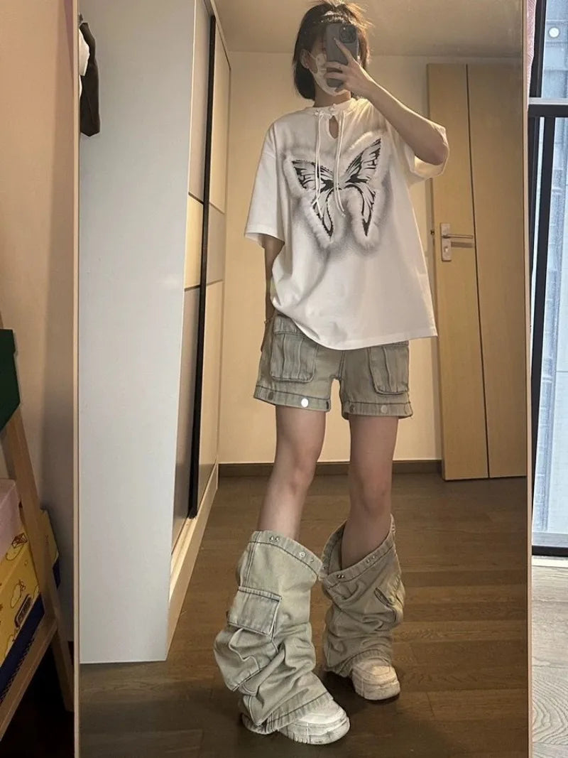 StreetMode™ – Detachable Wide Leg Jeans (Y2K Multi-Pocket Retro Style)