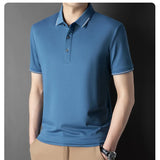 Men Luxury Silk Cotton Polo Shirt