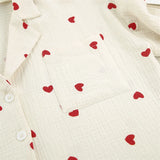 Women Cotton Pajama Set with Hearts