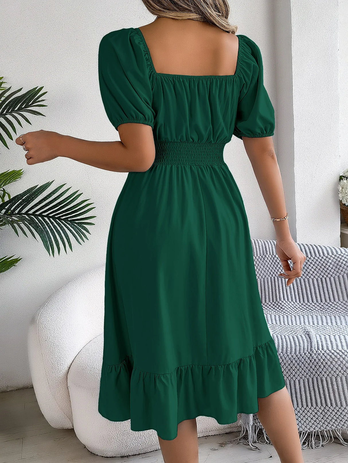 Women Square Neck Summer Dress