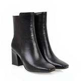 Women Side Zipper Mid-Heel Ankle Boots – Winter Casual Shoes