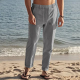 Men Drawstring Linen Pants