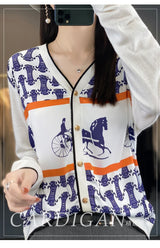 Women's Silk Print Wool Cardigan
