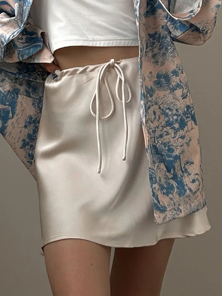 Women Satin Silk Mini Skirt