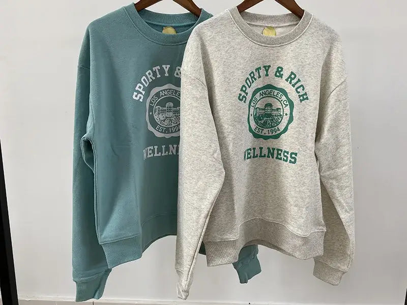 Women Letter Print Sweatshirt Vintage O-Neck Pullover