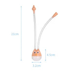 Cartoon owl nasal aspirator for babies, 21cm long, silicone, effective mouth suction for ages 7-12 years, safe and chemical-free.
