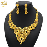Luxury Indian Bridal Jewelry Necklace Set with matching earrings in 24K gold plated design, perfect for weddings.