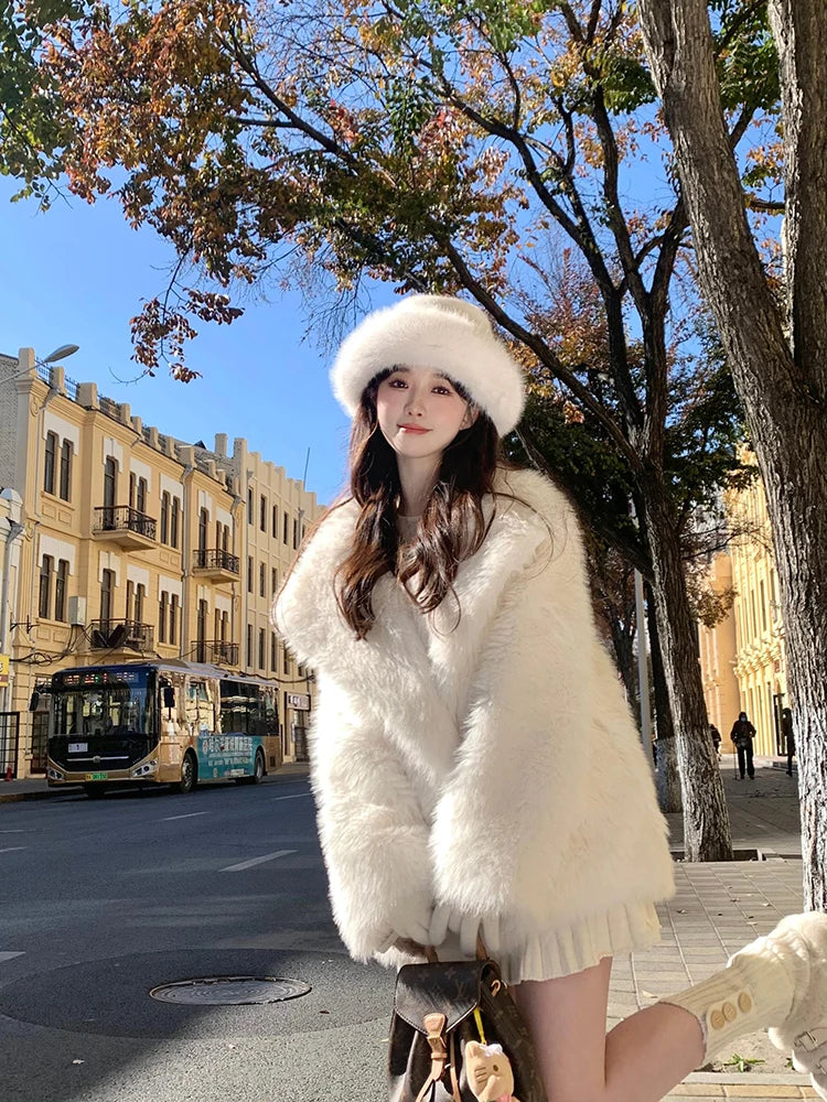 Oversized Faux Fox Fur Winter Coat