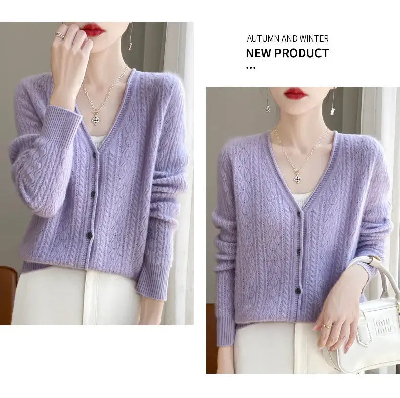 Women Merino Wool Cashmere Cardigan