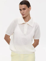 Women's Polo Collar Hollow Knit Sweater