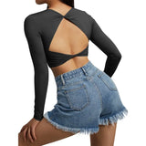 Women Open Back Long Sleeve Yoga Top