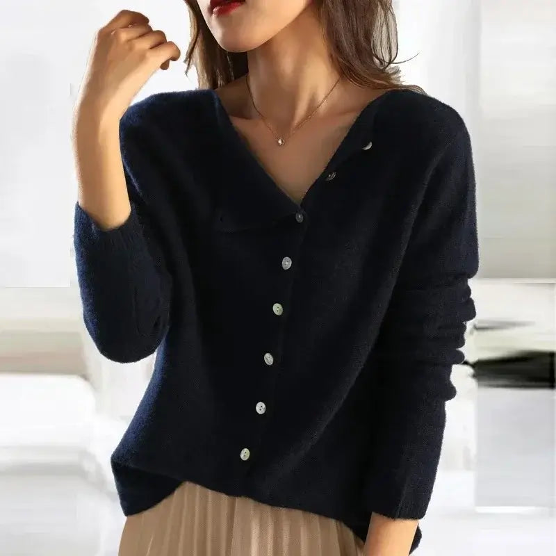 Women Elegant Button Knit Cardigan