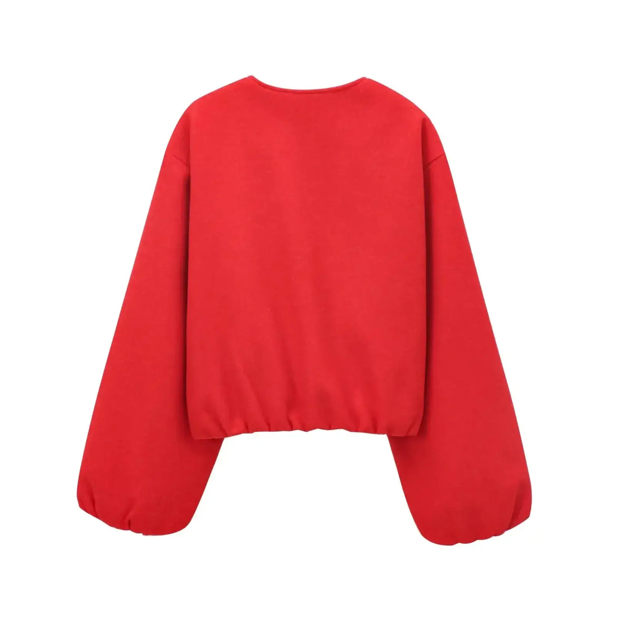 Women Red Zipper Bomber Jacket