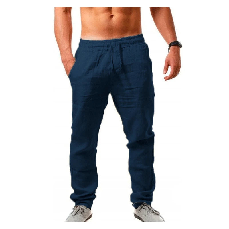 Men Cotton Hemp Casual Pants