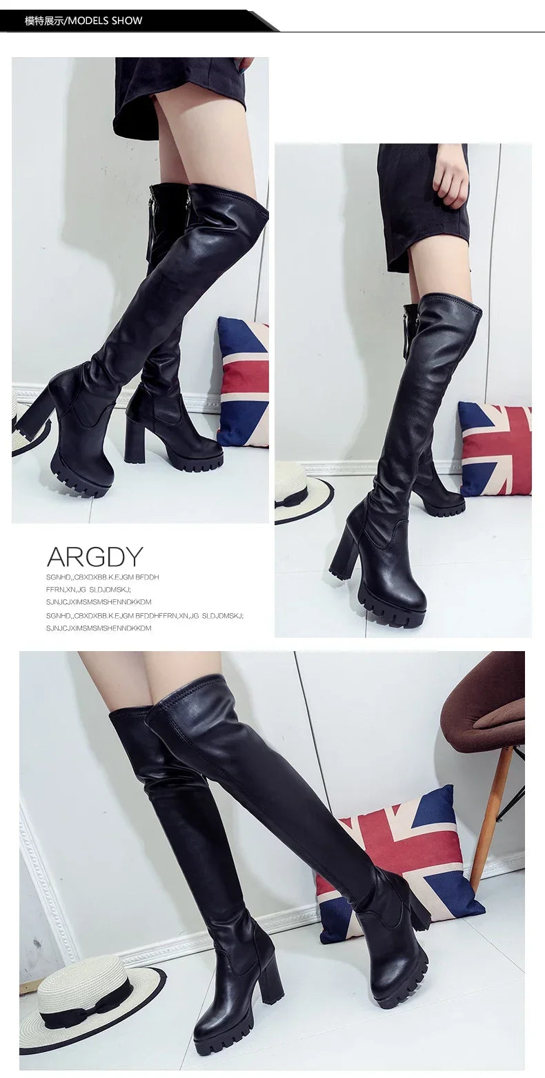 Women Over Knee Boots – 2025 Platform Block Heels