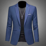 Men Slim Fit Single Button Blazer