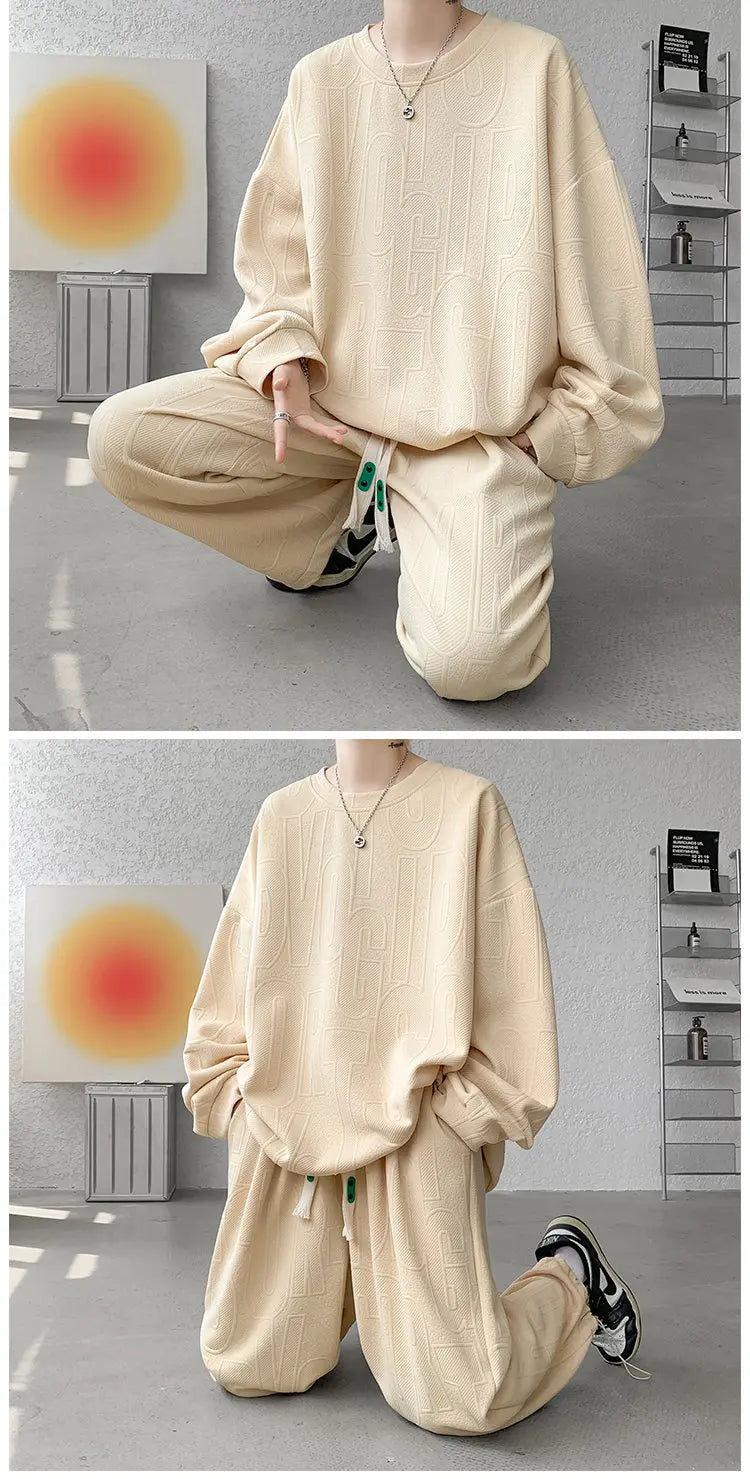 Men’s Plus Size Plain Tracksuit Set M–5XL