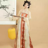 Elegant Hanfu traditional dress for women, perfect party outfit featuring floral design and comfortable fit.