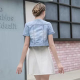 Lucyever Y2K Cropped Denim Jacket for Women