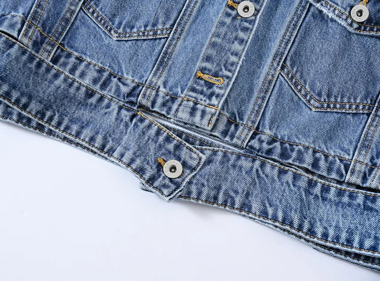 Women's Denim Jacket - Casual Black Overcoat