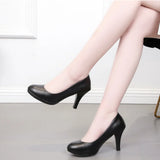 Black Work Pumps – Mid Heel Office Shoes