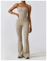 Women Backless Flared Yoga Jumpsuit